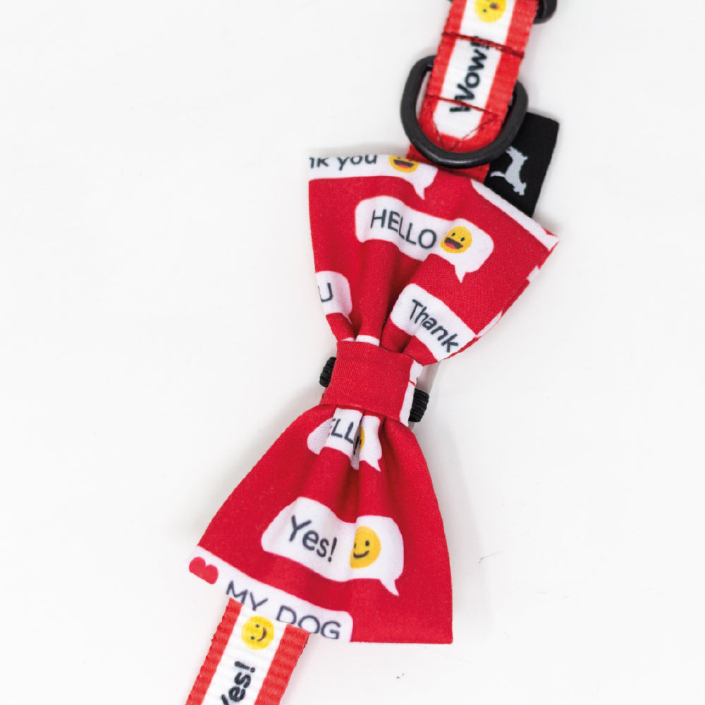 COLLAR CON MOÑO EMOTICON ROJO - JACK PET STYLE