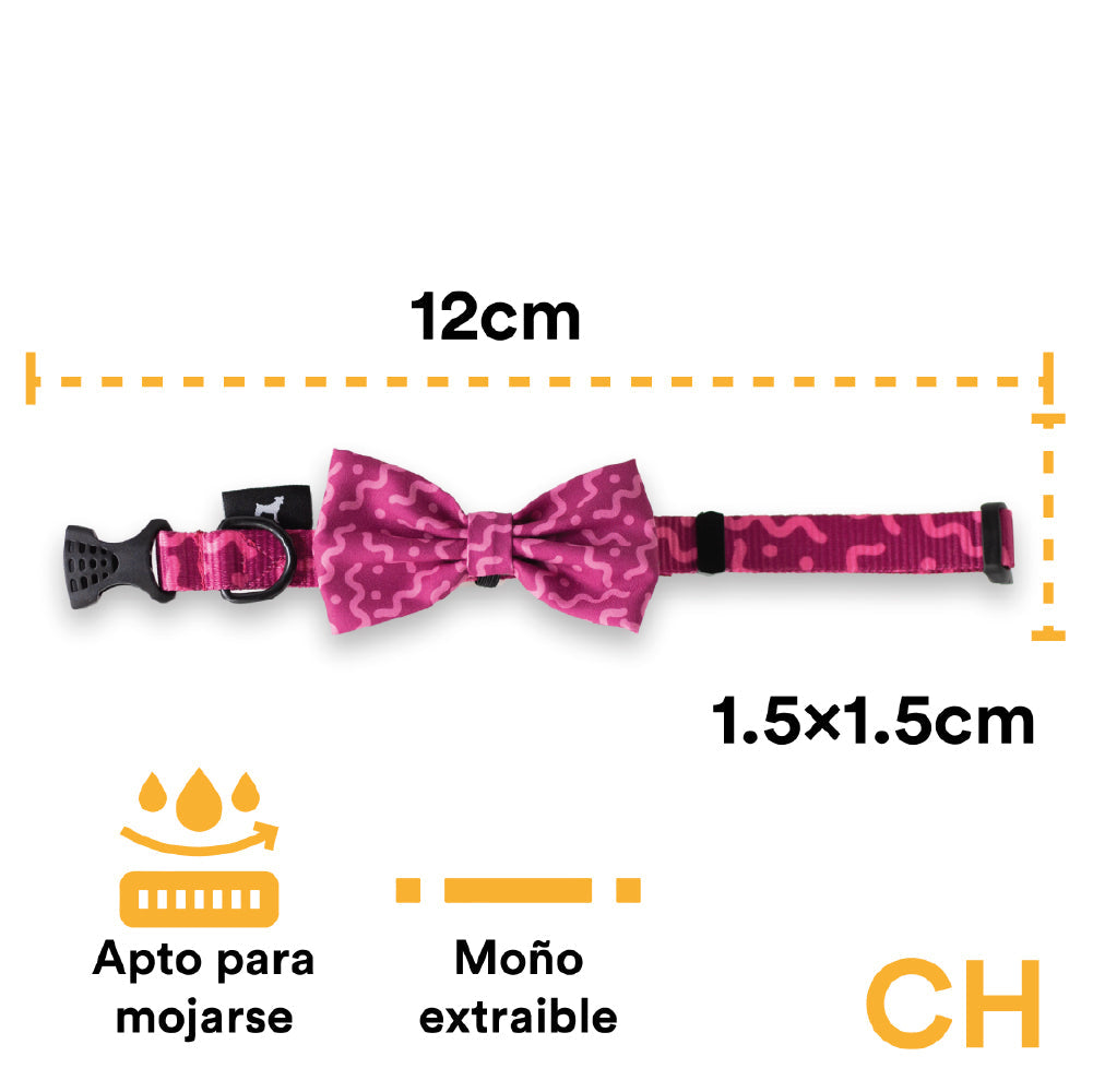 COLLAR CON MOÑO SPAGUETTI ROSA - JACK PET STYLE