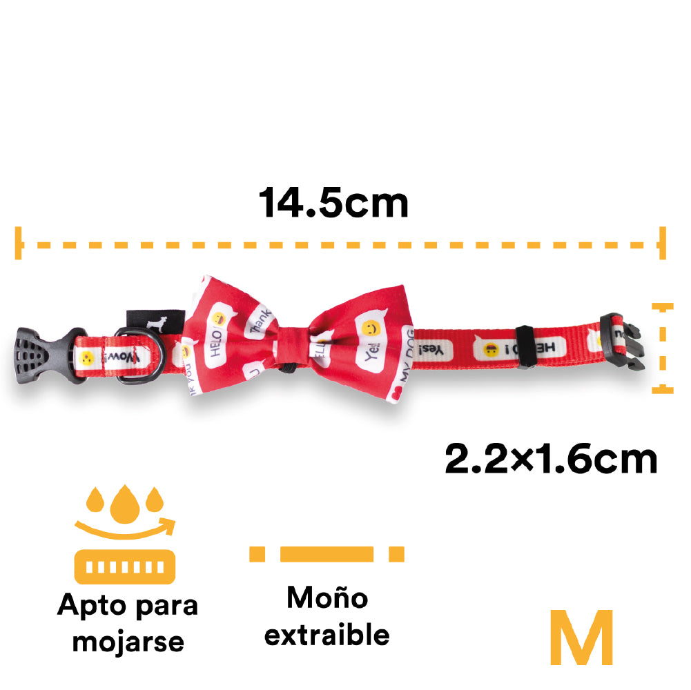 COLLAR CON MOÑO EMOTICON ROJO - JACK PET STYLE