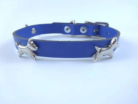 COLLAR DE PIEL CON APLICACIONES METALICAS (2 CM DE ANCHO)