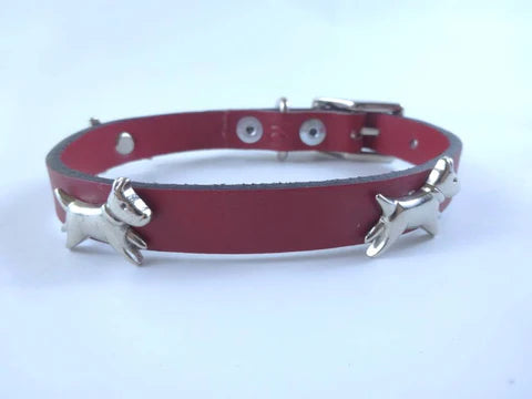 COLLAR DE PIEL CON APLICACIONES METALICAS (2 CM DE ANCHO)