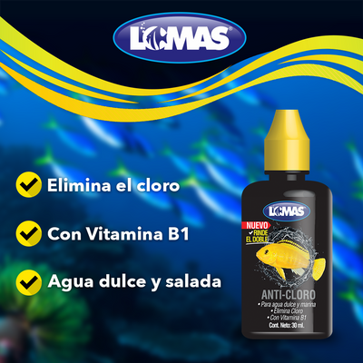 ANTICLORO CON VITAMINA B1 PARA PECES 30 ML.