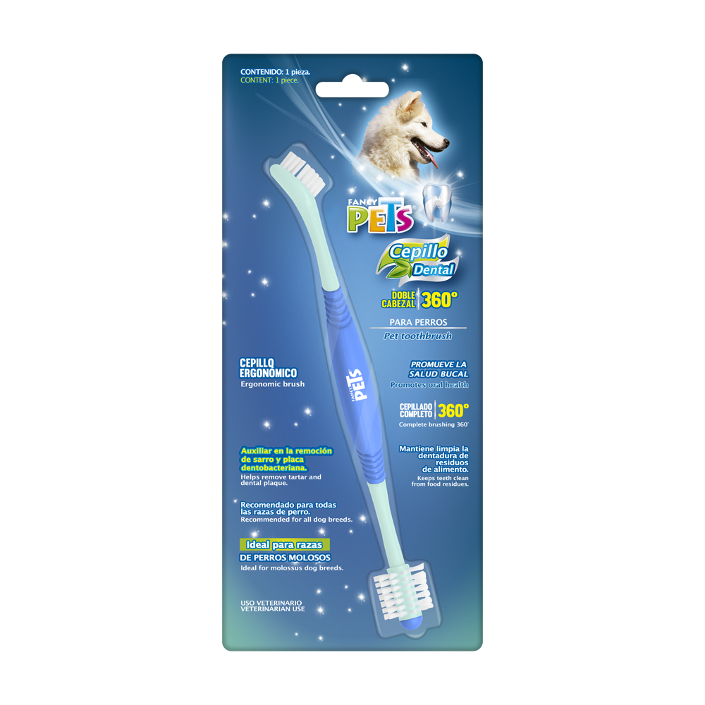 CEPILLO DENTAL DE DOBLE CABEZAL 360 FANCY PETS