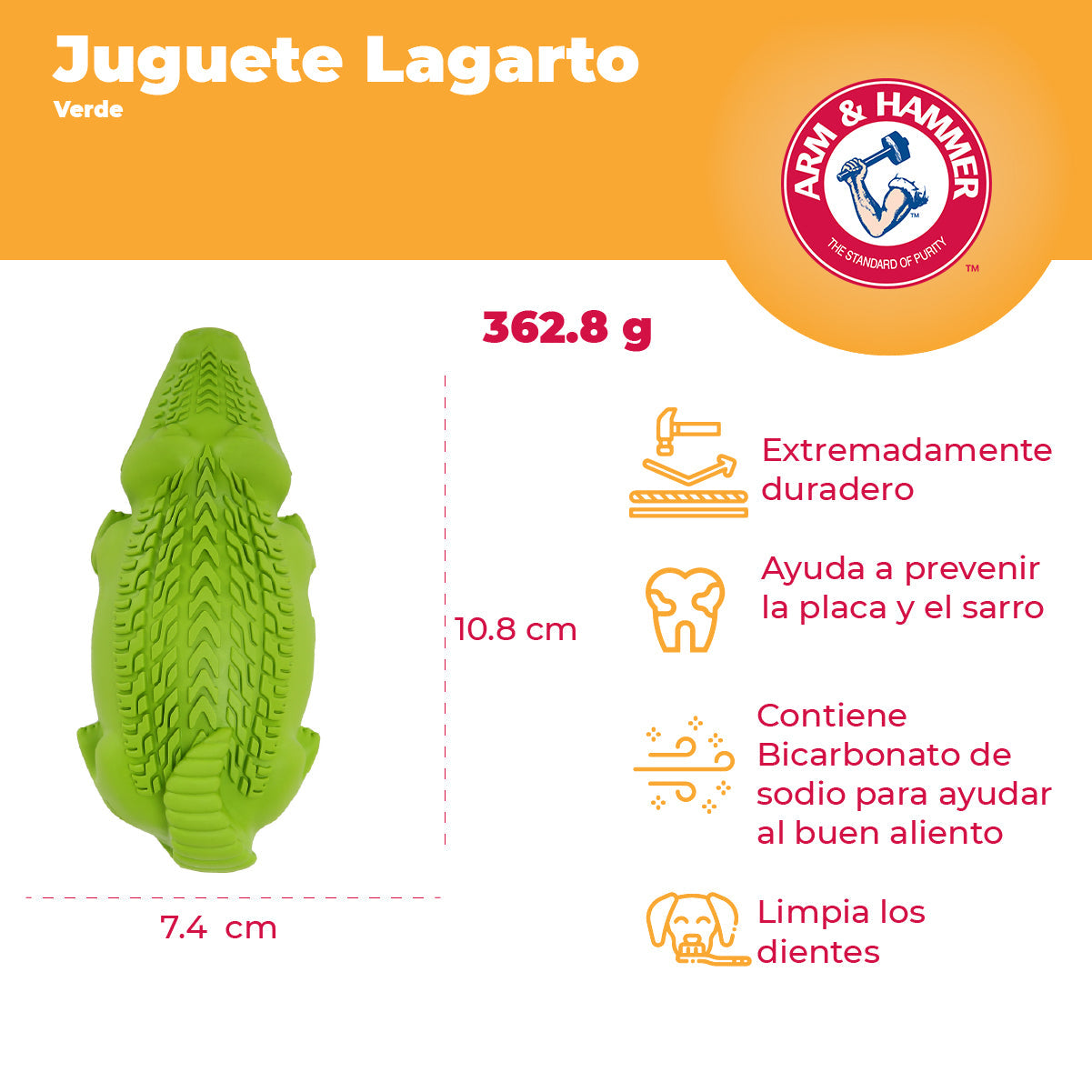 SUPER TREADZ COCODRILO JUGUETE PARA PERRO - ARM & HAMMER