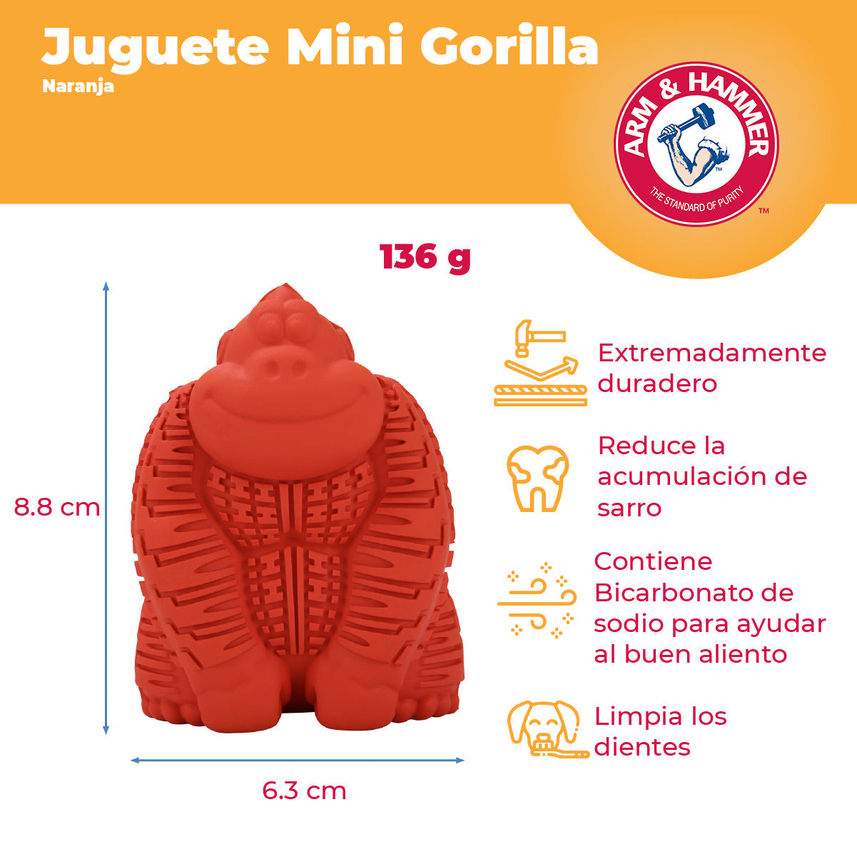 SUPER TREADZ MINI GORILA JUGUETE PARA PERRO  - ARM & HAMMER