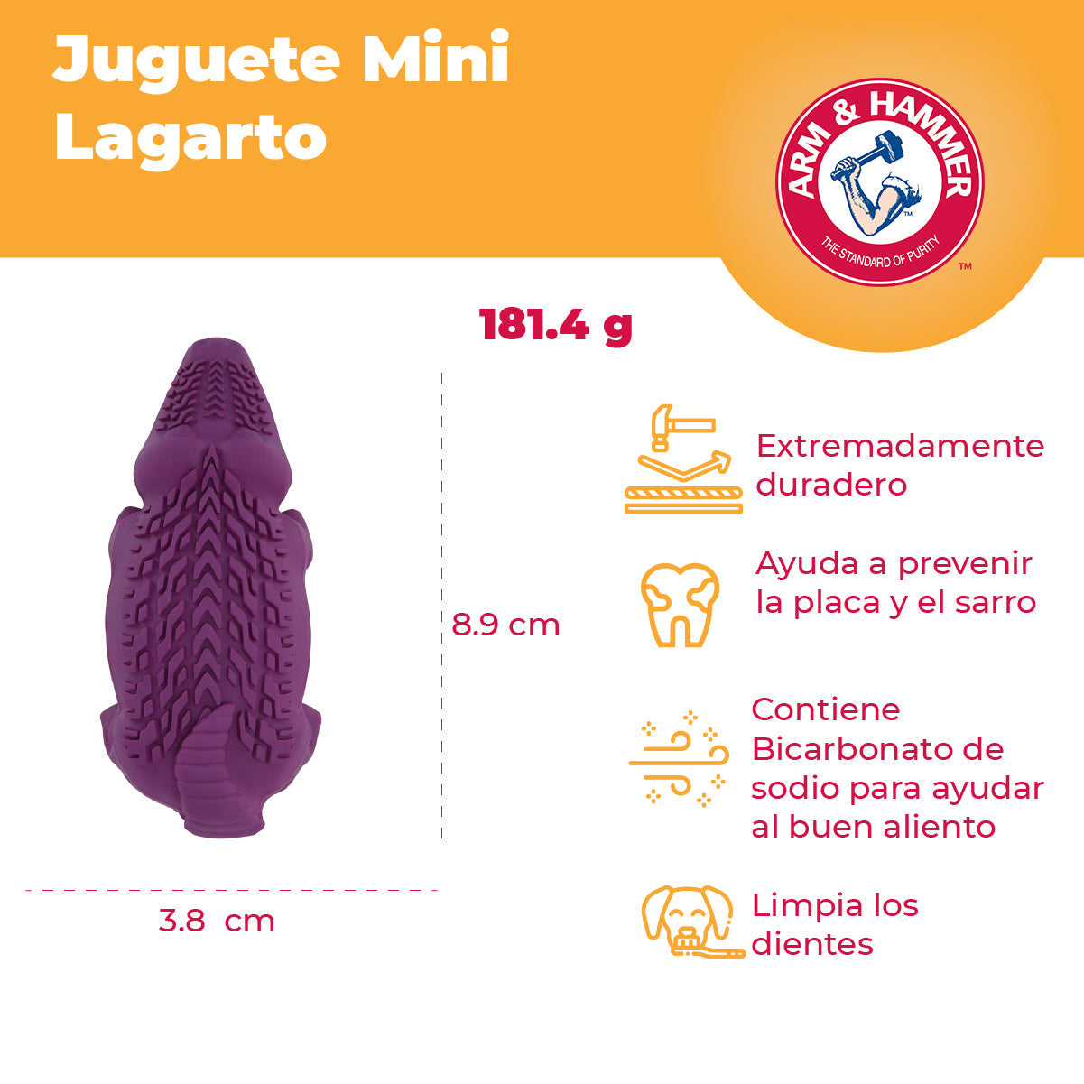 SUPER TREADZ MINI COCODRILO JUGUETE PARA PERRO - ARM & HAMMER