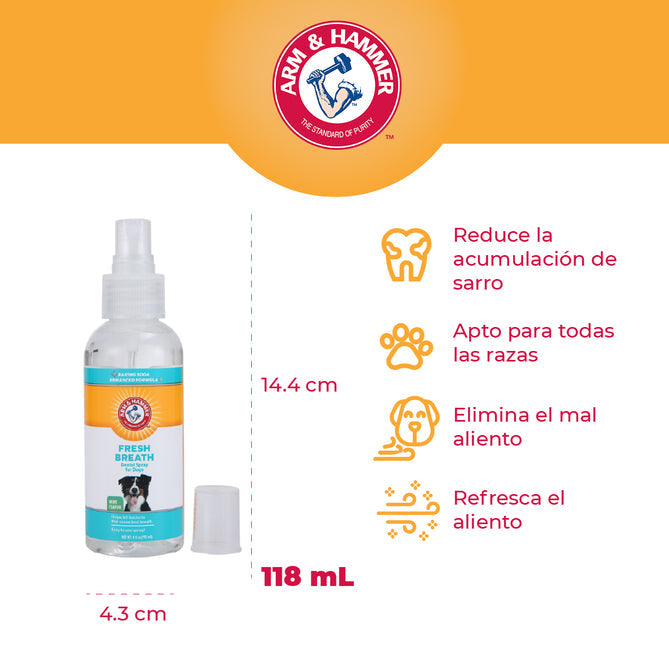 SPRAY DENTAL ALIENTO FRESCO PARA PERRO SABOR MENTA - ARM & HAMMER