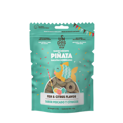 UN DOS TREATS - GOURMET BITES GALLETAS HORNEADAS - PESCADO Y CITRICOS 5.5 OZ