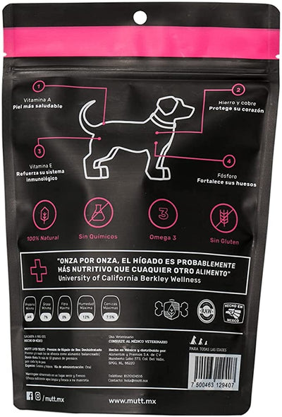 Mutt Premio para Perro 100% Natural - higado de Res deshidratado