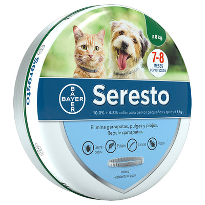 Seresto Collar Antipulgas y Garrapatas para Perros Y Gatos Menores de 8 kg