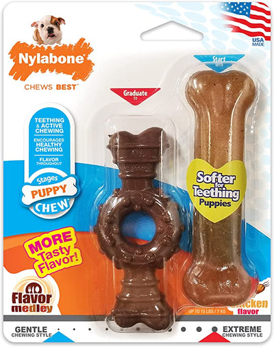 Nylabone Huesos Puppy Chew 2-PACK, Pollo