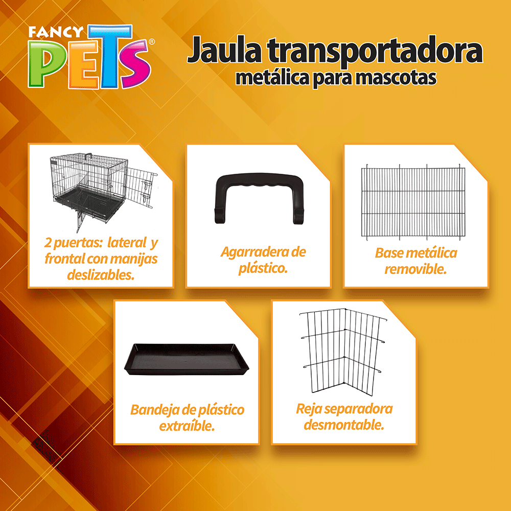 JAULA METÁLICA PLEGABLE PARA MASCOTA - FANCY PETS