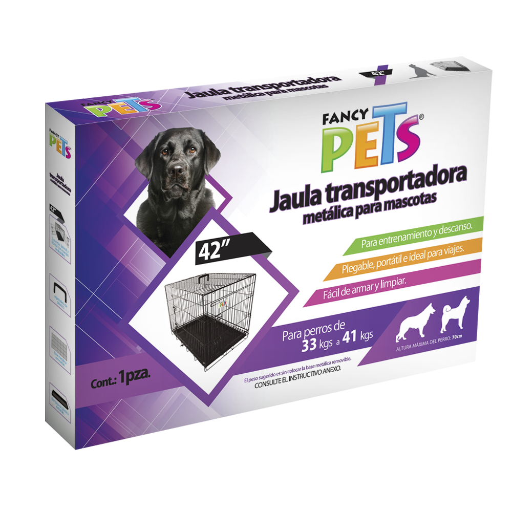 JAULA METÁLICA PLEGABLE PARA MASCOTA - FANCY PETS