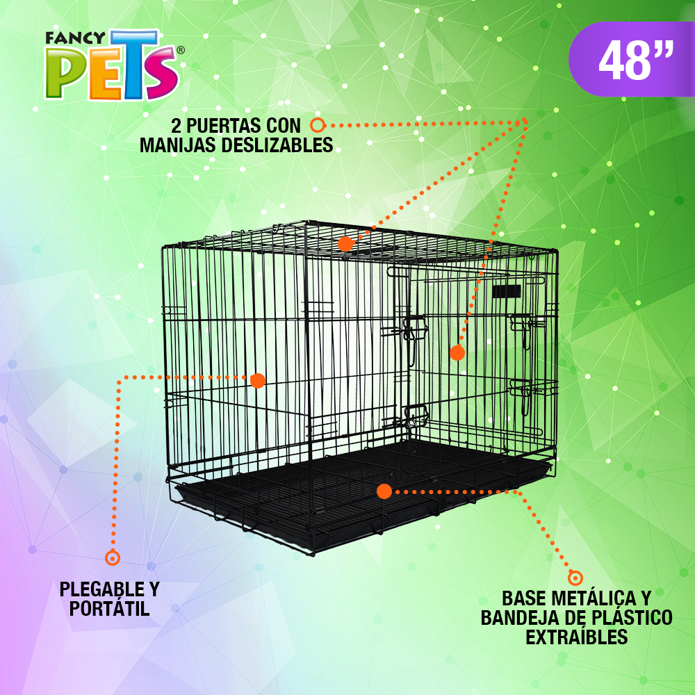 JAULA METÁLICA PLEGABLE PARA MASCOTA - FANCY PETS