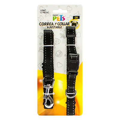 COLLAR C/CORREA C/BANDAS REFLEJANTES FANCY PETS