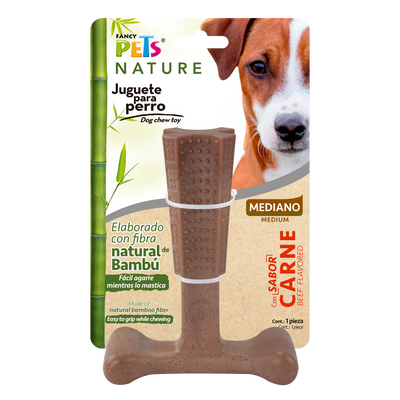 JUGUETE HUESO BAMBU PLUS SABOR CARNE FANCY PETS