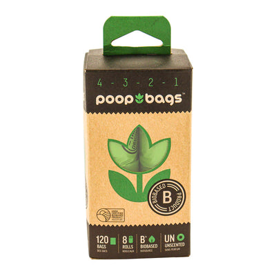 Poop Bags Bolsas biodegradables para desechos de perro. Incluye 8 rollos, 120 bolsas.