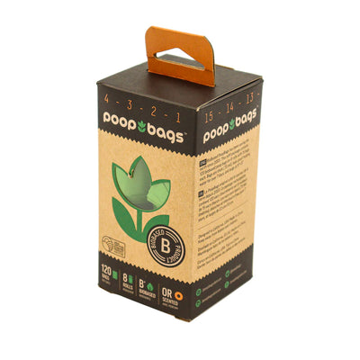 Poop Bags Bolsas biodegradables con esencia de naranja para desechos de perro. Incluye 8 rollos, 120 bolsas.