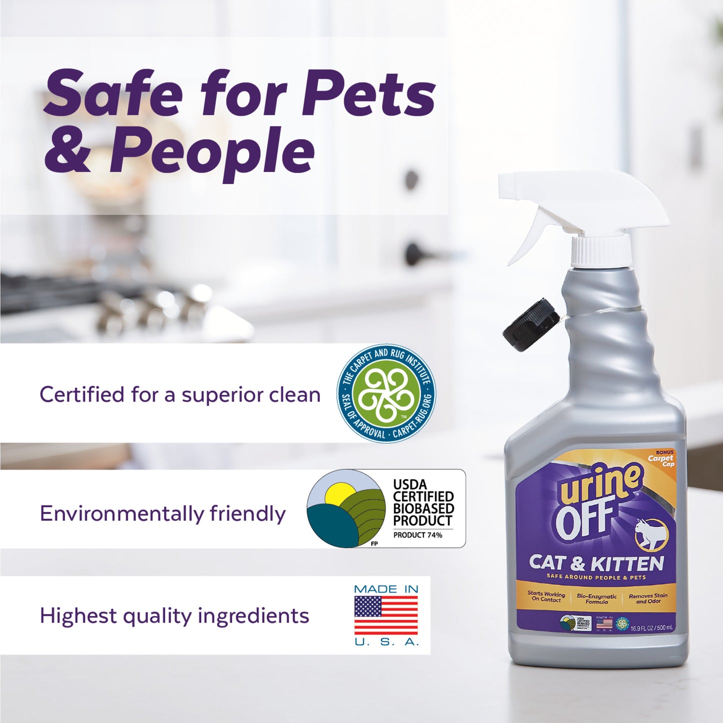 Urine Off® Limpiador de Superficies y Alfombras para Gato y gatito 500 ml